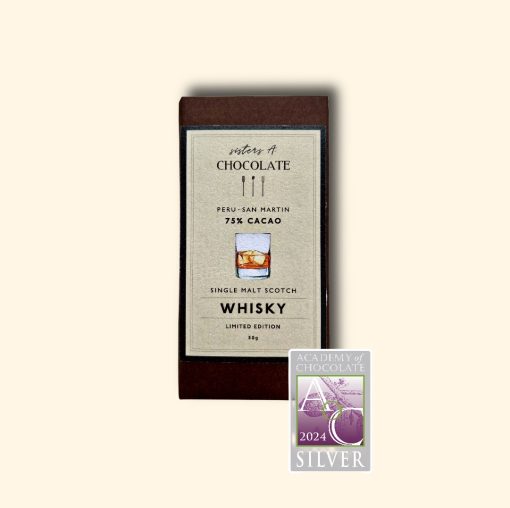 Sisters A. Chocolate 75% Peru with Dewar Rattray Cask Islay Whisky 58g